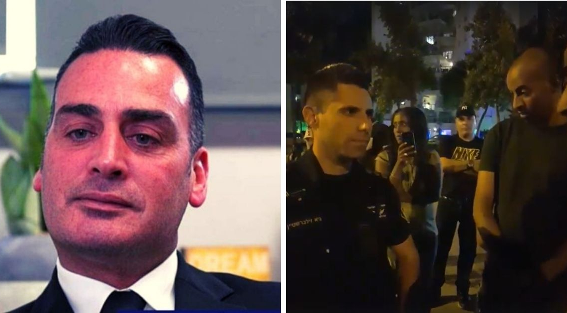 גיא זילברשטיין בהפגנה, 2019 | צילום מסך מסרטון שצילם גיל אליאס, עו"ד יוני ג'ורנו, צילום מסך