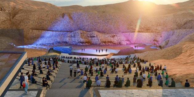 הדמיית האמפי תיאטרון במכתש רמון | באדיבות ״אב אדריכלים״