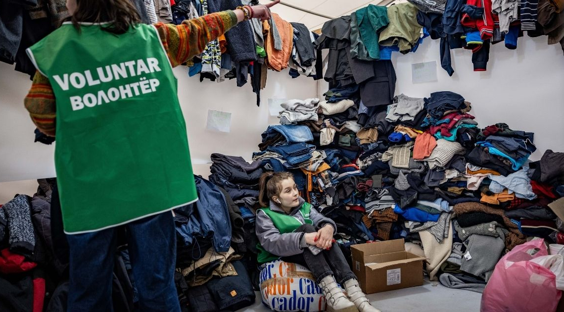 מחסן חירום לפליטים במולדובה | צילום: נתי שוחט, פלאש 90