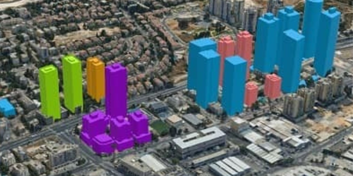 שכבת התלת המימד מתוך מערכת ה-GIS של עיריית ירושלים, לפני שהוסרה
