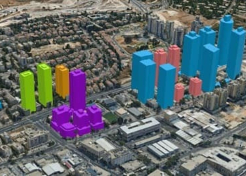 שכבת התלת המימד מתוך מערכת ה-GIS של עיריית ירושלים, לפני שהוסרה