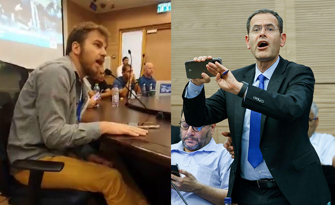 ח"כ משה סעדה והסטודנט עומר וינוקור | צילום: אריק מרמור, פלאש 90, מתוך ווידאו מחאת סטודנטים