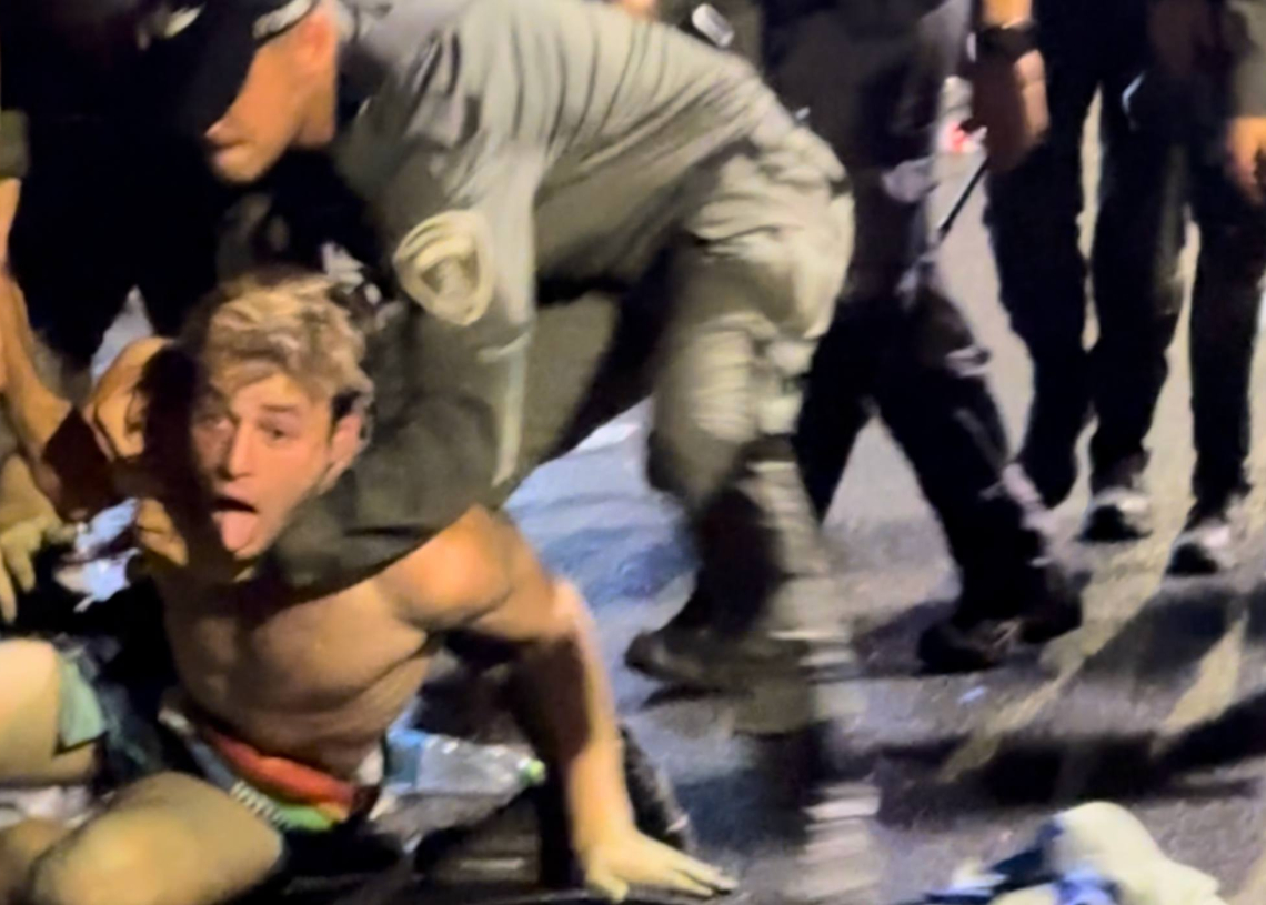 אלימות נגד מפגין, יולי 23 | צילום: דור זומר