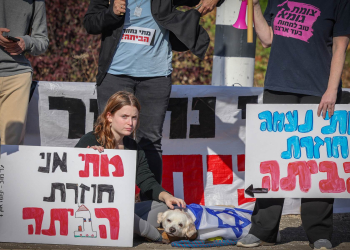 מפוני הצפון מפגינים בצומת גומא, בשבוע שעבר | צילום: דוד כהן, פלאש 90