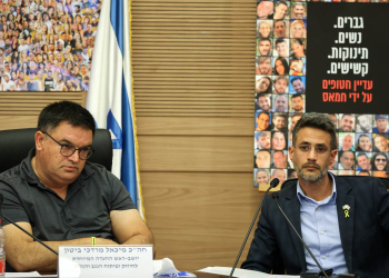 ח״כ מיכאל ביטון וראש עיריית קריית שמונה, אביחי שטרן, אתמול בכנסת | צילום: נועם מושקוביץ, דוברות הכנסת