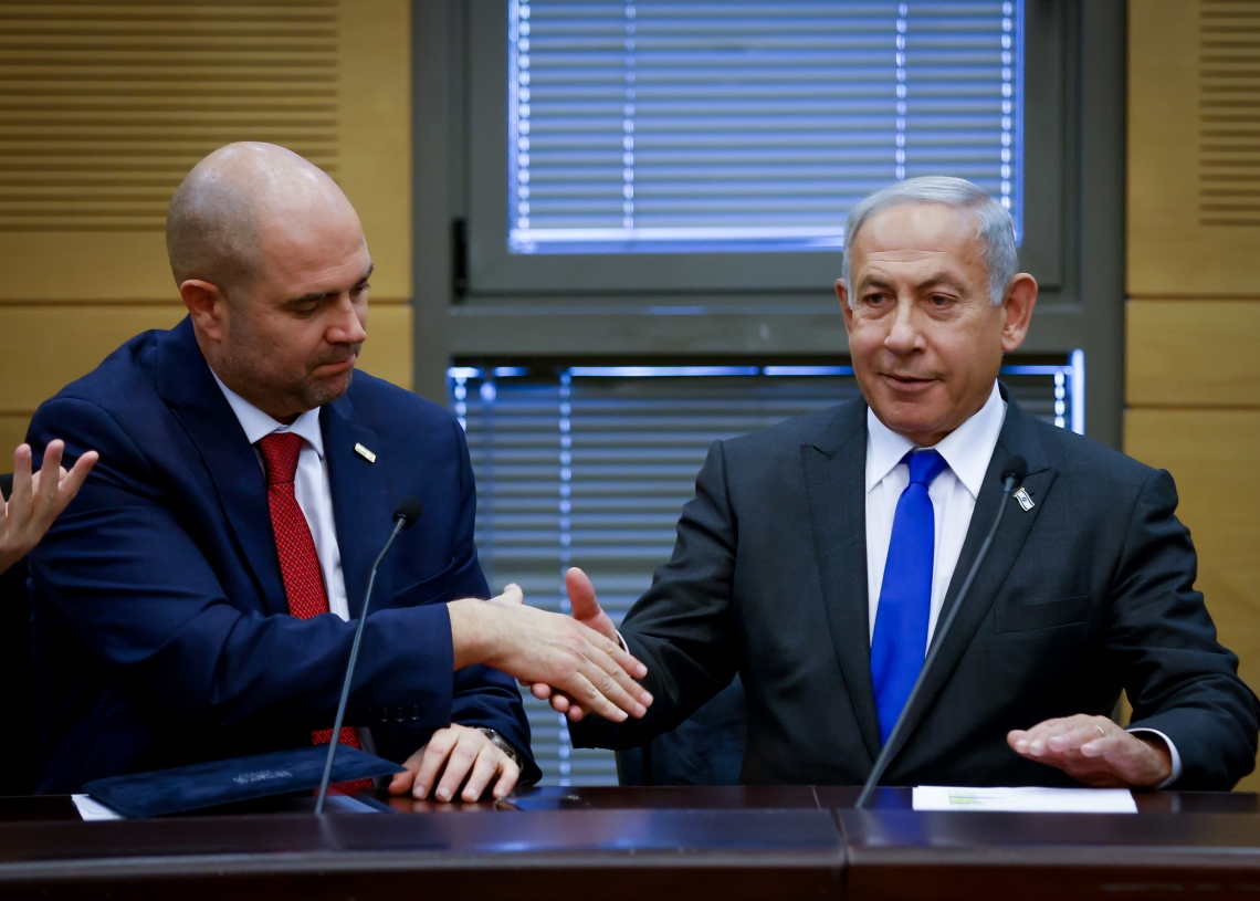 יו״ר הכנסת אמיר אוחנה ורה״מ נתניהו | צילום: אוליבר פיטוסי, פלאש 90