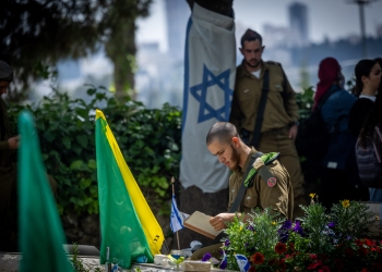 חיילים בהר הרצל ביום הזיכרון | צילום: יונתן סינדל, פלאש 90