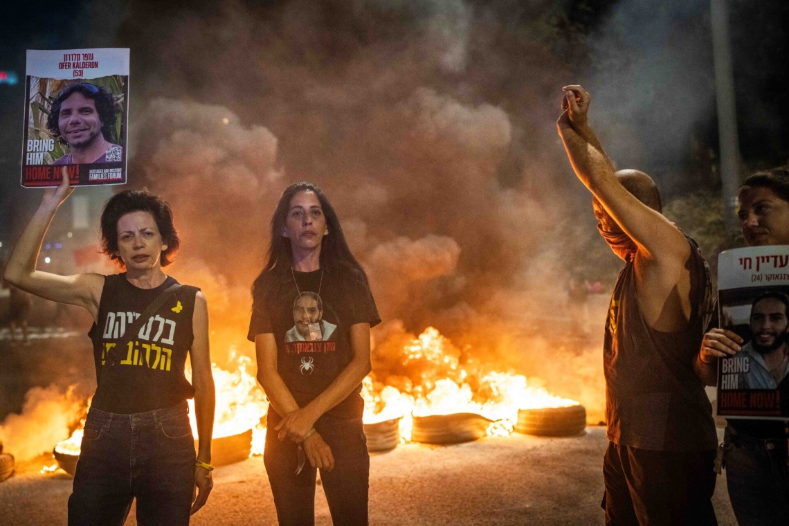 חסימות כבישים בהפגנת משפחות חטופים (צילום: אריק מרמור, פלאש 90)