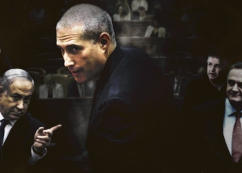 ח"כ חנוך מילביצקי (בחזית) עם בנימין נתניהו, מירי רגב, ישראל כץ, מיקי זוהר ויואב קיש (צילומים מקוריים: חיים גולדברג, הדס פרוש, יונתן זינדל, אבשלום ששוני ותומר נויברג, פלאש 90. עיבוד: אוהד סטון)