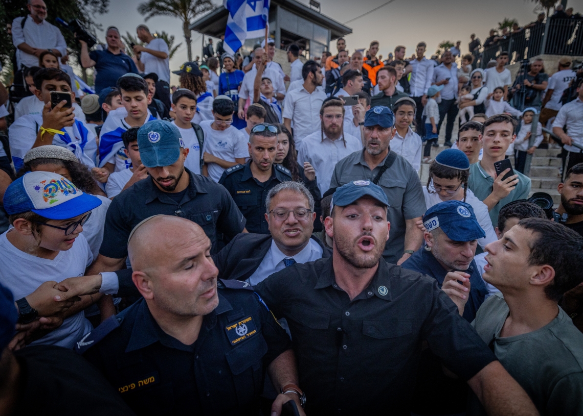 בן גביר במצעד הדגלים בירושלים, יוני 2024 (צילום: חיים גולדברג, פלאש 90)