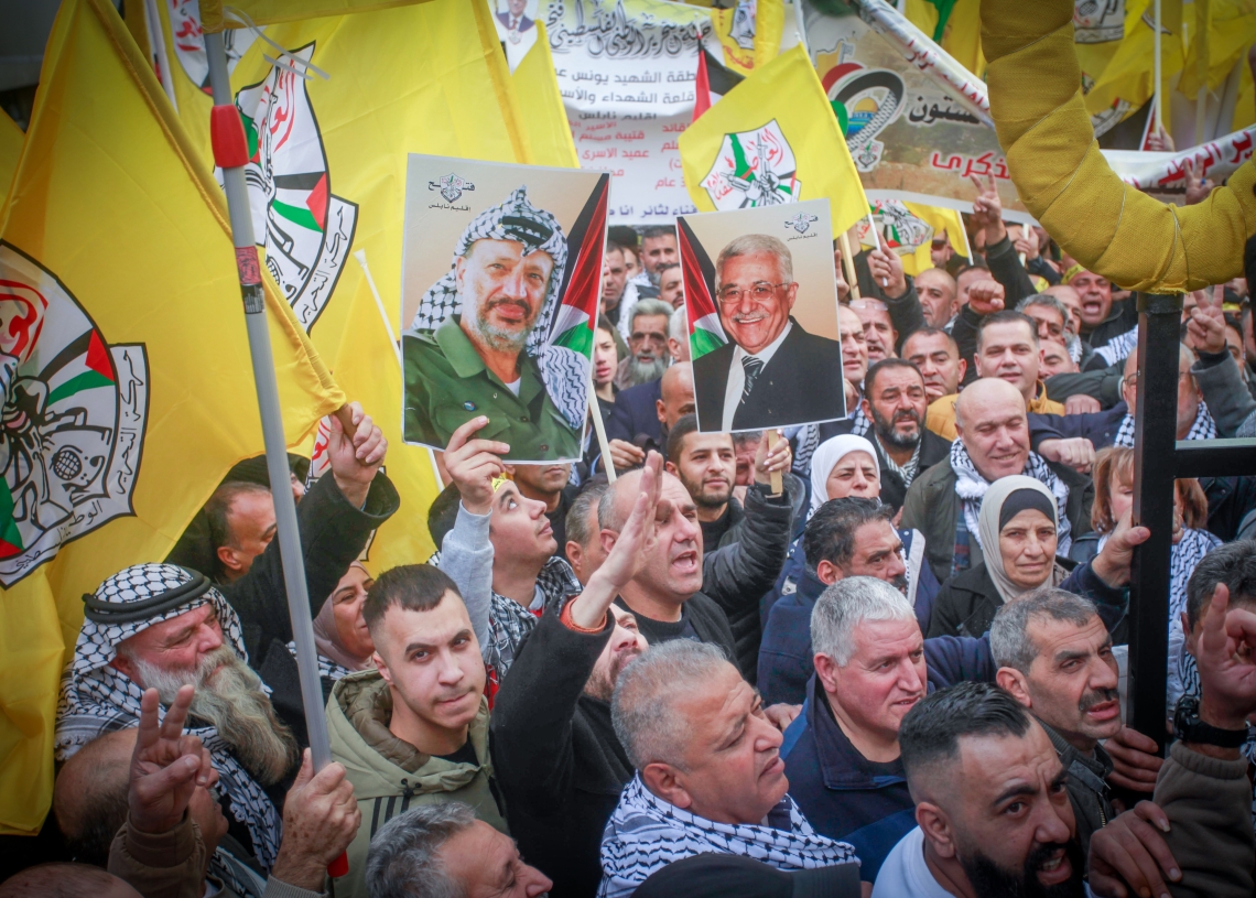 הפגנת תמיכה בפתח ובאבו מאזן בג׳נין | צילום: פלאש 90