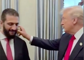 טראמפ ואחמד א-שרע בביקורו בבית הלבן | צילום: שימוש לפי סעיף 27 א׳ לחוק זכויות יוצרים