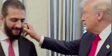 טראמפ ואחמד א-שרע בביקורו בבית הלבן | צילום: שימוש לפי סעיף 27 א׳ לחוק זכויות יוצרים