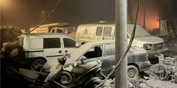 תיעוד מאחת המתקפות על כוחות הצלה לבנונים | קרדיט: Sabreen News