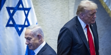 נתניהו וטראמפ בכנסת. צילום: יונתן סינדל, פלאש 90